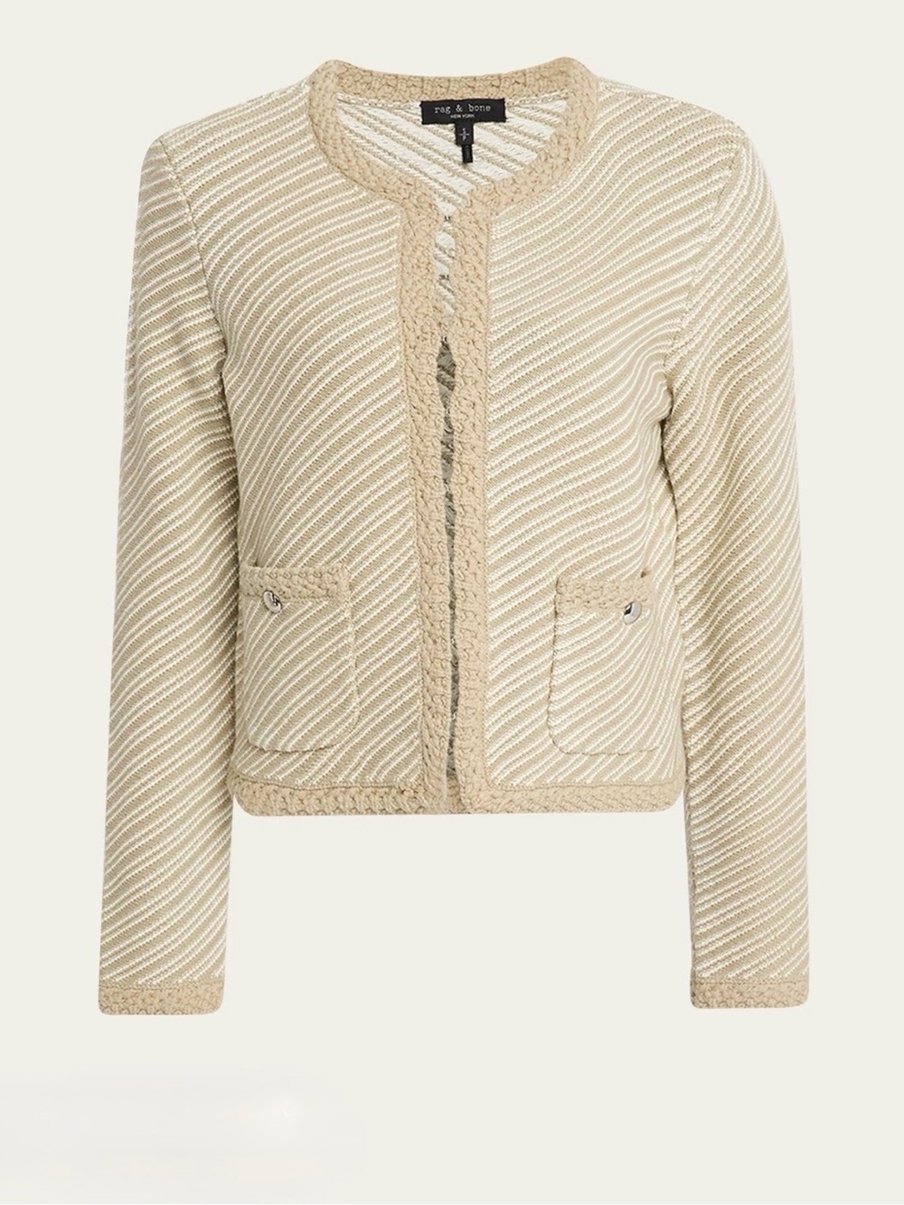 Rag & Bone Claire Tailored Stripe Knit Cardigan Jacket Eucalyptus size Small NWT